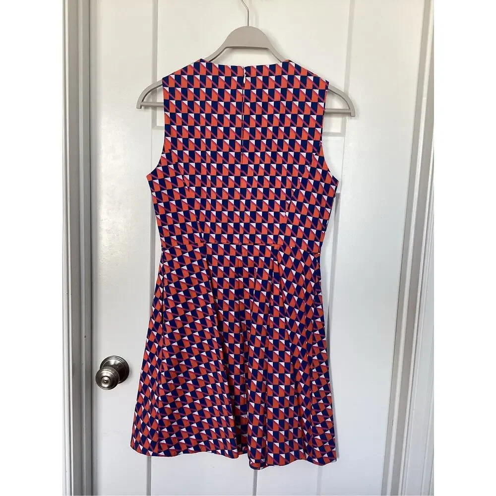 Kate spade‎ Saturday pleated flare dress with geometric pattern women's size 6
